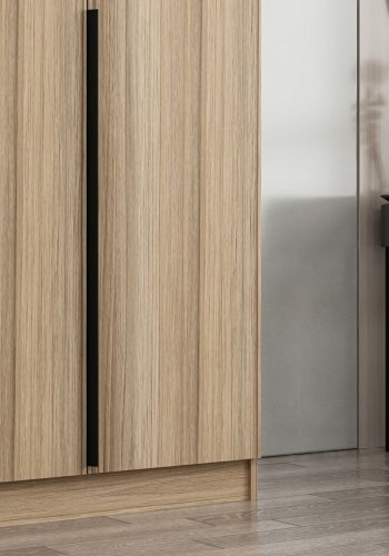 FUNZI LIVING 2289 garderobe, m. 3 drer, 1 hengestang, 2 skuffer, 4 hyller - eikefarget melamin