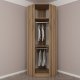 FUNZI LIVING 2301 hjrnegarderobe, m. 2 drer, 2 henger, 2 hyller - eikefarget melamin
