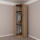 FUNZI LIVING 2304 hjrnegarderobe, m. 2 drer, 2 henger, 2 hyller - antrasittgr/eik farge