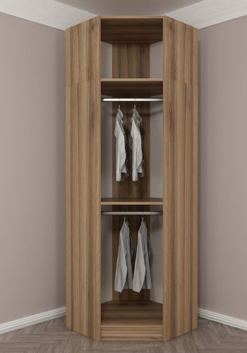 FUNZI LIVING 2304 hjrnegarderobe, m. 2 drer, 2 henger, 2 hyller - antrasittgr/eik farge