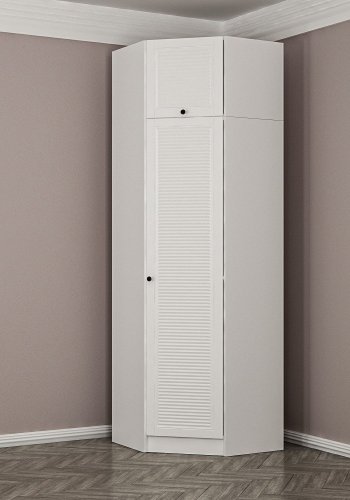 FUNZI LIVING 2305 hjrnegarderobe, m. 2 drer, 2 henger, 2 hyller - hvit melamin