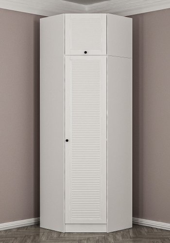 FUNZI LIVING 2305 hjrnegarderobe, m. 2 drer, 2 henger, 2 hyller - hvit melamin