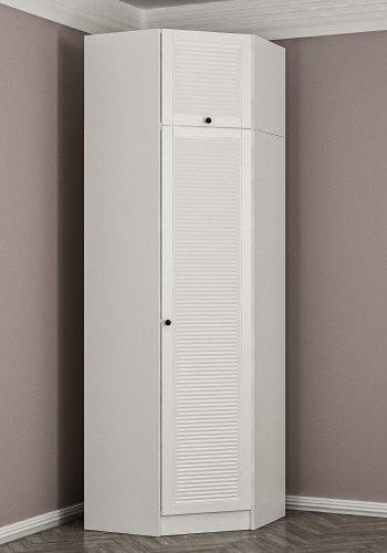 FUNZI LIVING 2305 hjrnegarderobe, m. 2 drer, 2 henger, 2 hyller - hvit melamin