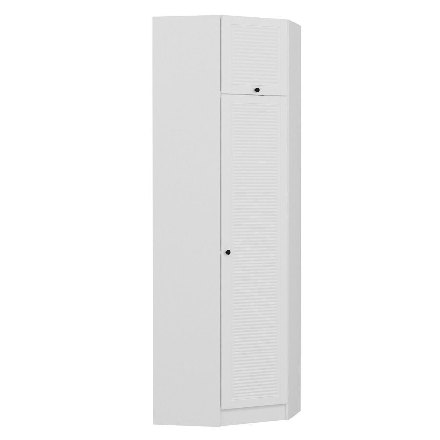 FUNZI LIVING 2305 hjrnegarderobe, m. 2 drer, 2 henger, 2 hyller - hvit melamin