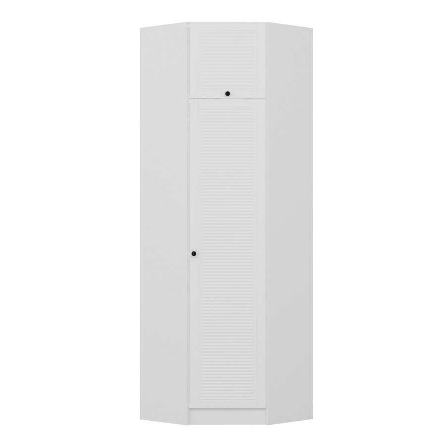 FUNZI LIVING 2305 hjrnegarderobe, m. 2 drer, 2 henger, 2 hyller - hvit melamin