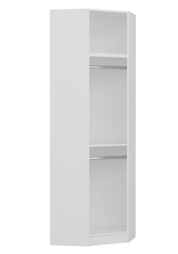 FUNZI LIVING 2305 hjrnegarderobe, m. 2 drer, 2 henger, 2 hyller - hvit melamin