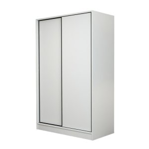 FUNZI LIVING 2307 garderobeskab, m. 2 skydelger, 1 bjlestang, 5 hylder - hvid melamin