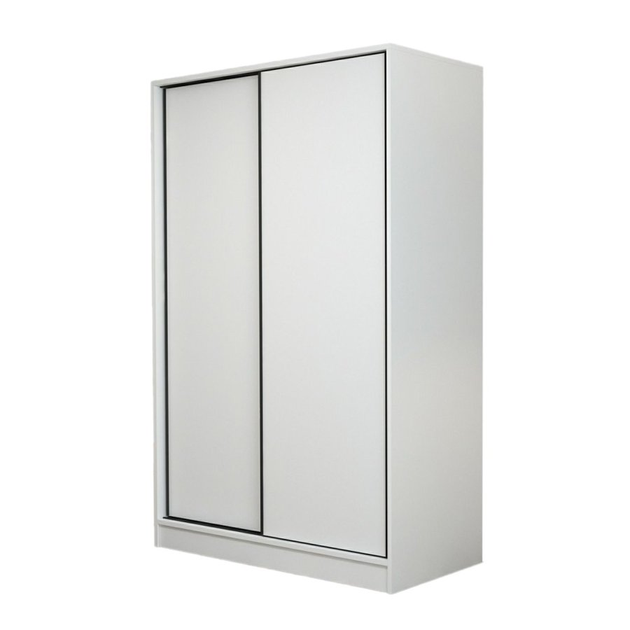 FUNZI LIVING 2307 garderobeskap, m. 2 skyvedrer, 1 hengestang, 5 hyller - hvit melamin