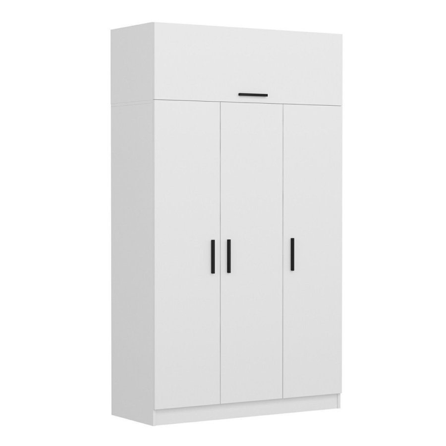 FUNZI LIVING garderobe 235,m. 4 drer, 1 hengestang, 2 skuffer, 5 hyller - hvit melamin