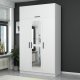 FUNZI LIVING Kapak 235 garderobeskap, m speil, 4 drer, 1 hengestang, 2 skuffer, 5 hyller - hvit