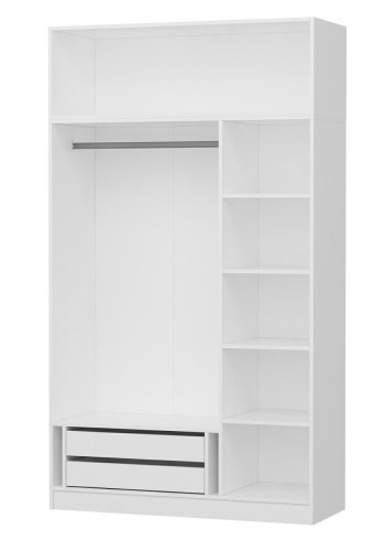 FUNZI LIVING Kapak 255 garderobeskap, m speil, 4 drer, 1 hengestang, 2 skuffer, 5 hyller - hvit