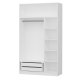 FUNZI LIVING Kapak 255 garderobeskap, m speil, 4 drer, 1 hengestang, 2 skuffer, 5 hyller - hvit