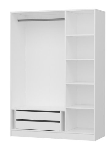 FUNZI LIVING Kapak 190 Mebran garderobeskap, speil, 3 drer, 1 hengestang, 2 skuffer, hyller - hvit