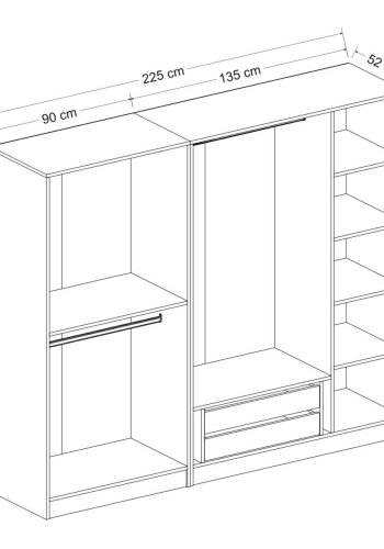FUNZI LIVING 190 - antrasitt - v2 Garderobeskap
