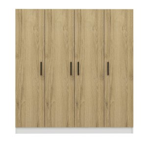 FUNZI LIVING 2701 garderobeskab, 4 lger, 1 bjlestang, 2 skuffer - hvid/valnddefarvet melamin