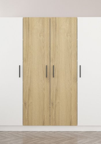 FUNZI LIVING 3954 garderobeskab, 4 låger, 1 bøjlestang, 2 skuffer - hvid/natur melamin