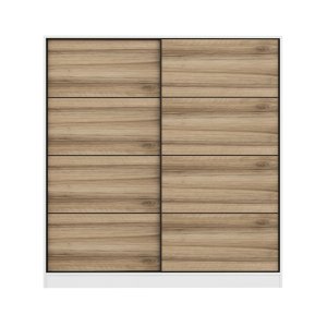 FUNZI LIVING 3158 garderobeskab, 2 skydelger, 2 bjlestnger, 2 skuffer - natur/hvid melamin