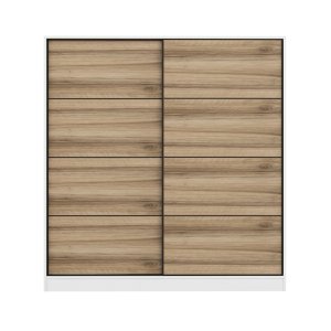 FUNZI LIVING 3962 garderobeskab, 2 skydelger, 2 bjlestnger, 2 skuffer - natur/hvid melamin