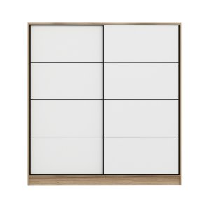 FUNZI LIVING 3972 garderobeskab, 2 skydelger, 2 bjlestnger, 2 skuffer - natur/hvid melamin