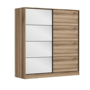 FUNZI LIVING 7171 garderobeskab, 2 skydelger, 2 bjlestnger, 2 skuffer - natur melamin