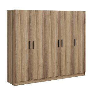 FUNZI LIVING 7629 garderobeskab, 5 lger, 3 bjlestnger, 2 skuffer - natur melamin