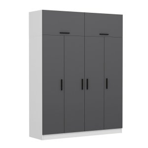 FUNZI LIVING 5146 garderobeskab, 6 lger, 1 bjlestang, 2 skuffer - antracit7hvid melamin