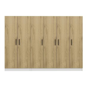 FUNZI LIVING 3860 garderobeskab, 6 lger, 3 bjlestnger, 2 skuffer - natur/hvid melamin