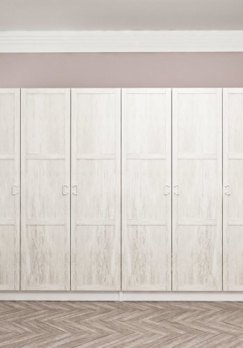 FUNZI LIVING 3834 garderobeskab, 6 lger, 2 bjlestnger, 4 skuffer - hvid melamin