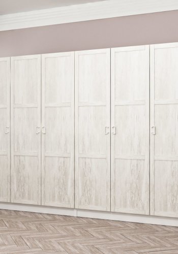 FUNZI LIVING 3834 garderobeskab, 6 lger, 2 bjlestnger, 4 skuffer - hvid melamin