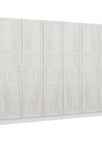 FUNZI LIVING 3834 garderobeskab, 6 lger, 2 bjlestnger, 4 skuffer - hvid melamin