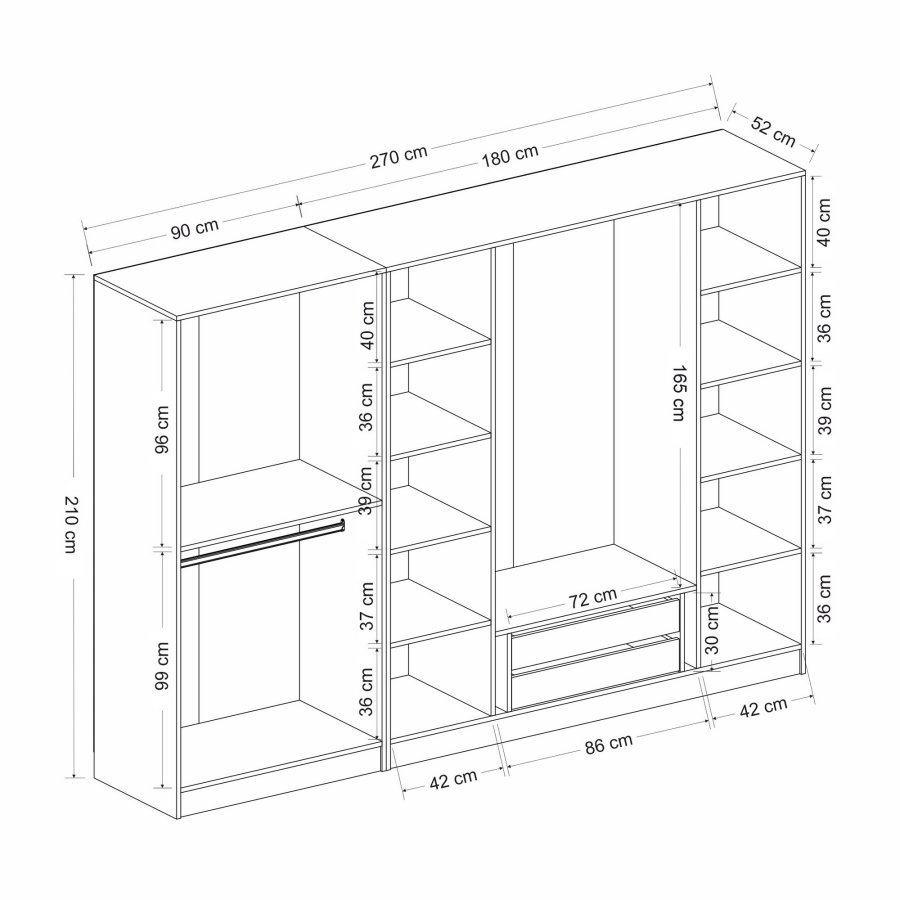 FUNZI LIVING - 7650 Garderobeskap