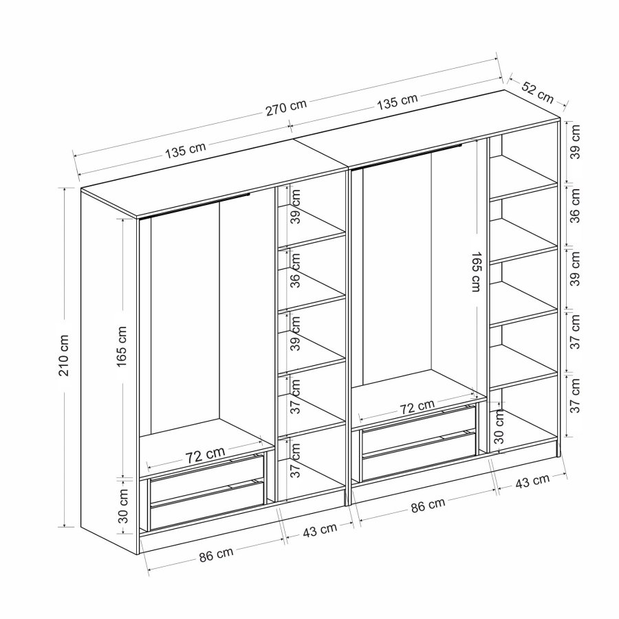 FUNZI LIVING - 7651 Garderobeskap
