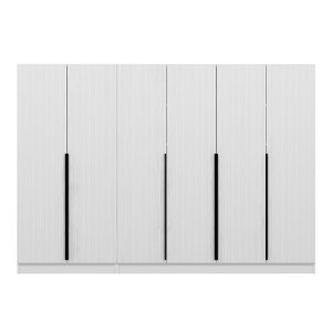 FUNZI LIVING Plus 7786 garderobeskab, 6 lger, 3 bjlestnger, 2 skuffer, hylder - hvid melamin