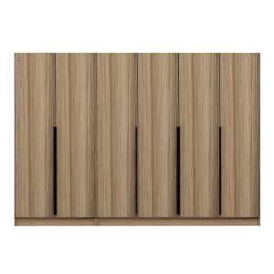 FUNZI LIVING Plus 7796 garderobeskab, 6 lger, 3 bjlestnger, 2 skuffer, hylder - natur melamin