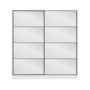 FUNZI LIVING 3161 garderobeskab, spejl, 2 skydelger, 2 bjlestnger, 2 skuffer - hvid melamin