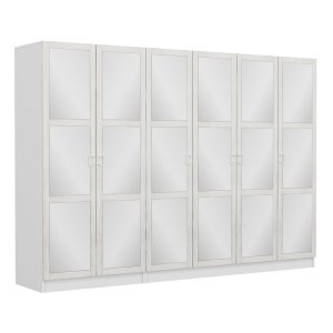 FUNZI LIVING Kalesland 3846 garderobeskab, spejl, 6 lger, 3 bjlestnger, 2 skuffer - hvid melamin