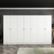 FUNZI LIVING Mebran 4012 garderobeskap, m. 7 drer, 5 henger, 2 skuffer, hyller - hvit melamin