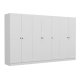 FUNZI LIVING Mebran 4012 garderobeskap, m. 7 drer, 5 henger, 2 skuffer, hyller - hvit melamin