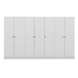 FUNZI LIVING Mebran 4776 garderobeskab, m. 7 lger, 5 bjlestnger, 2 skuffer, hylder - hvid melamin