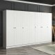 FUNZI LIVING Mebran 4013 garderobeskap, m. 7 drer, 2 henger, 4 skuffer, hyller - hvit melamin