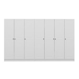 FUNZI LIVING Mebran 4013 garderobeskab, m. 7 lger, 2 bjlestnger, 4 skuffer, hylder - hvid melamin