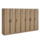 FUNZI LIVING 7503 garderobeskap, m. 7 drer, 2 henger, 4 skuffer, hyller - naturlig melamin