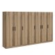 FUNZI LIVING 7633 garderobeskap, m. 7 drer, 2 henger, 4 skuffer, hyller - naturlig melamin
