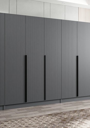 FUNZI LIVING Plus 7778 garderobeskap, 7 drer, 5 henger, 2 skuffer, hyller - antrasitt melamin