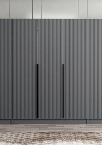 FUNZI LIVING Plus 7778 garderobeskap, 7 drer, 5 henger, 2 skuffer, hyller - antrasitt melamin