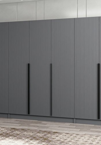 FUNZI LIVING Plus 7778 garderobeskap, 7 drer, 5 henger, 2 skuffer, hyller - antrasitt melamin