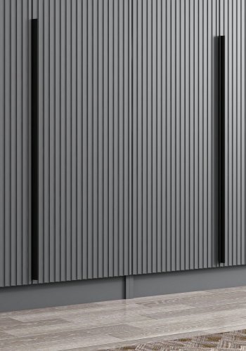 FUNZI LIVING Plus 7778 garderobeskap, 7 drer, 5 henger, 2 skuffer, hyller - antrasitt melamin