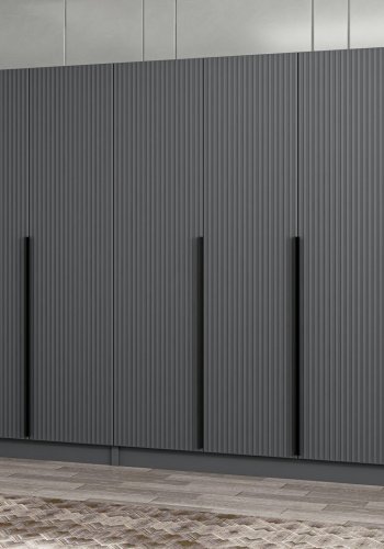 FUNZI LIVING Plus 7779 garderobeskap, 7 drer, 2 henger, 4 skuffer, hyller - antrasitt melamin