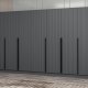 FUNZI LIVING Plus 7779 garderobeskap, 7 drer, 2 henger, 4 skuffer, hyller - antrasitt melamin