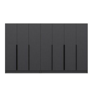 FUNZI LIVING Plus 7779 garderobeskab, 7 lger, 2 bjlestnger, 4 skuffer, hylder - antracit melamin